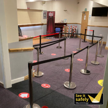 Bar area with queue barriers